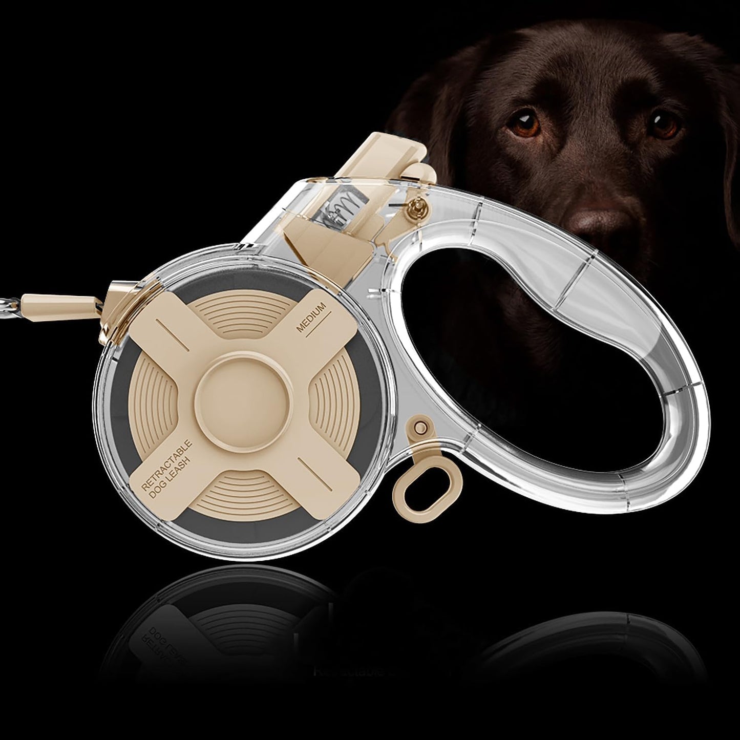 13 Ft Retractable Dog Leash, a Leash for Small Medium Dogs, Suitable for Dogs Weighing up to 44 lbs, One Handed Braking Device, Sturdy Nylon Strap to Avoid Entanglement (Beige)