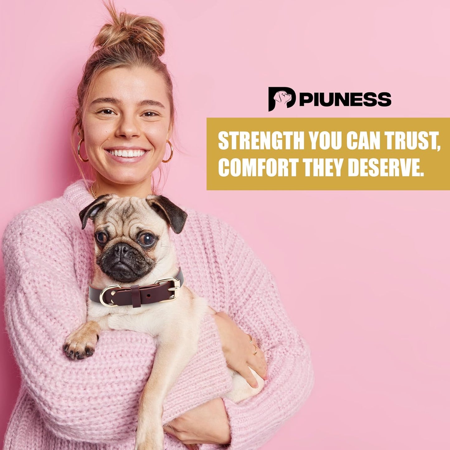 100% Real Leather Dog Collar and Leash Set, Premium Adjustable Fit with Durable Buckle, Stylish Comfort for Dogs (Small)