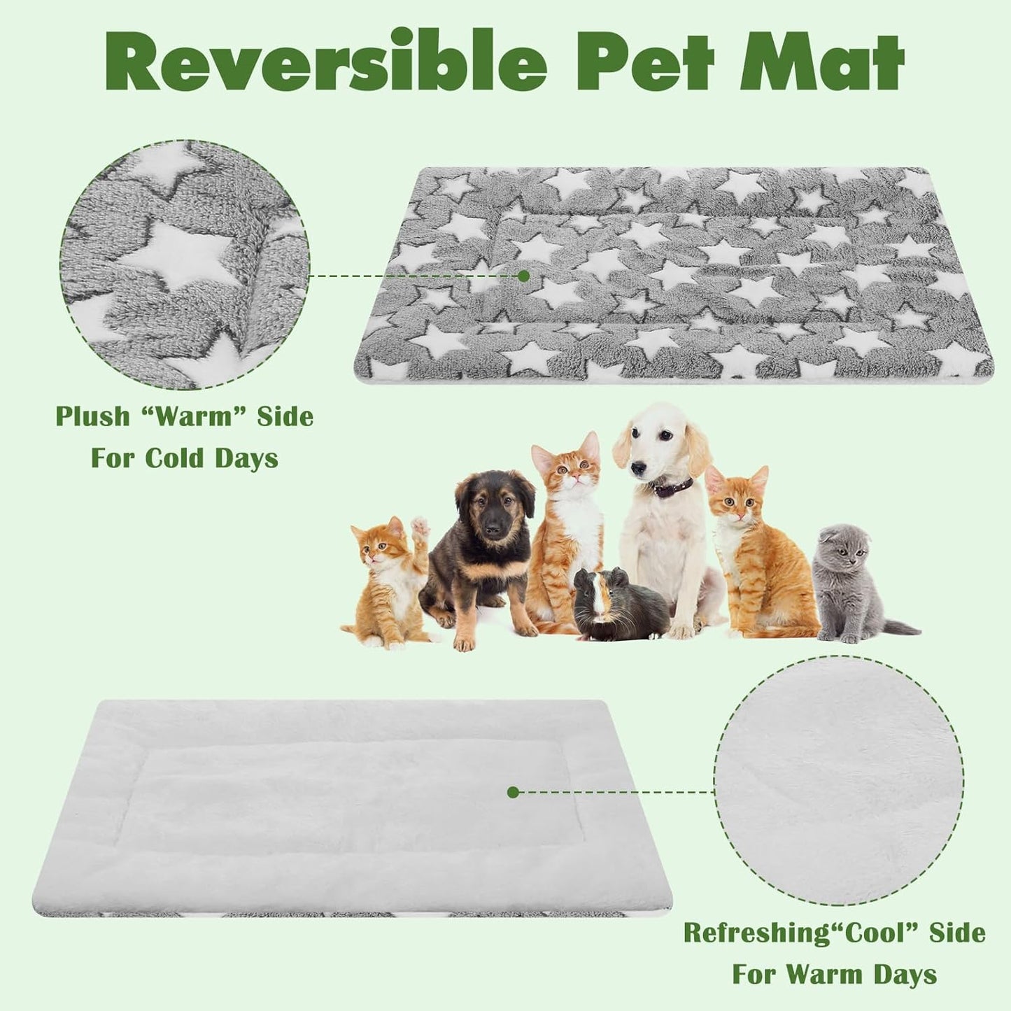 4 Pcs Dog Bed Mat Crate Pad Reversible Mat Machine Washable Bed Star Pet Sleeping Kennel Pad for Crate for Small, Medium, Large Dog(16 x 24 x 1.2 Inch,Gray)