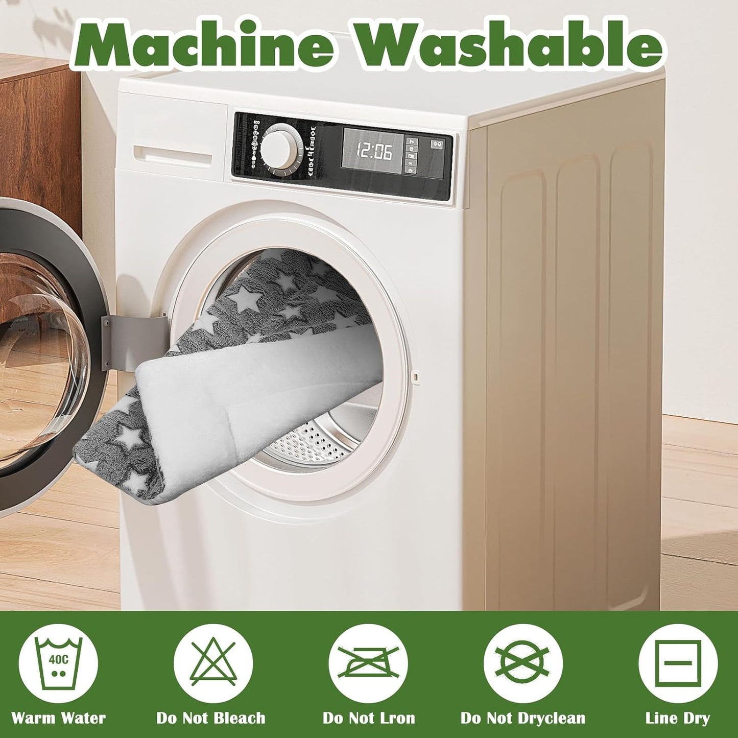 4 Pcs Dog Bed Mat Crate Pad Reversible Mat Machine Washable Bed Star Pet Sleeping Kennel Pad for Crate for Small, Medium, Large Dog(16 x 24 x 1.2 Inch,Gray)