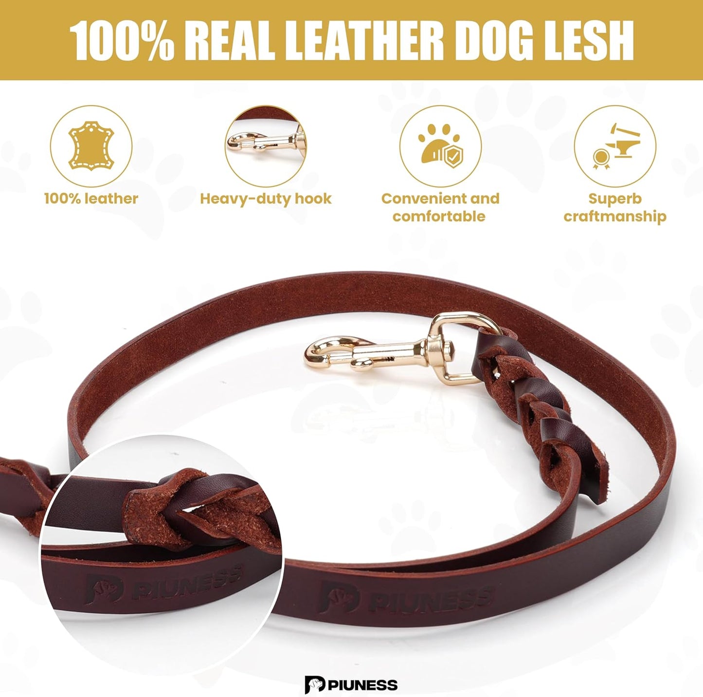 100% Real Leather Dog Collar and Leash Set, Premium Adjustable Fit with Durable Buckle, Stylish Comfort for Dogs (Small)