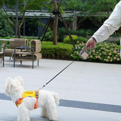 13 Ft Retractable Dog Leash, a Leash for Small Medium Dogs, Suitable for Dogs Weighing up to 44 lbs, One Handed Braking Device, Sturdy Nylon Strap to Avoid Entanglement (Beige)