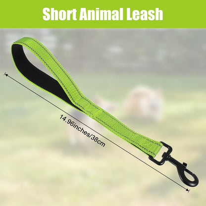 15” Small Dog Leashes Short Heavy Duty Green Chew-Resistant Pet Leash Nylon Leashes Walking Reflective with Traffic Padded Handle and 360° Swivel Clip Strong for Small Medium and Large Breeds