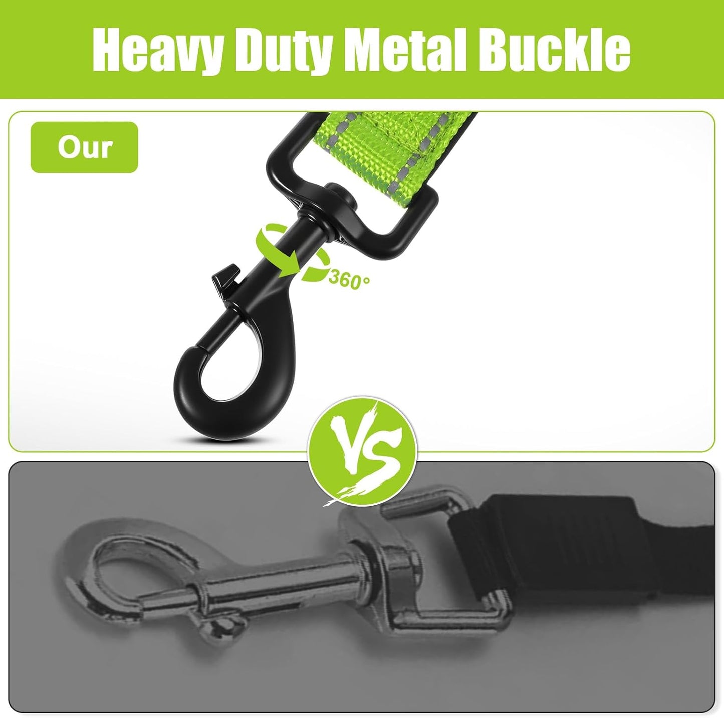 15” Small Dog Leashes Short Heavy Duty Green Chew-Resistant Pet Leash Nylon Leashes Walking Reflective with Traffic Padded Handle and 360° Swivel Clip Strong for Small Medium and Large Breeds