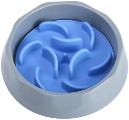 2 in 1 Slow Feed Dog Bowl with Anti-Choking Design, 7.5 Inch Pet Food Dish, Pink, Blue, Green (Blue)