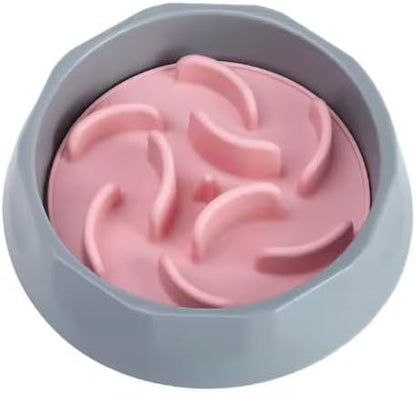 2 in 1 Slow Feed Dog Bowl with Anti-Choking Design, 7.5 Inch Pet Food Dish, Pink, Blue, Green (Blue)