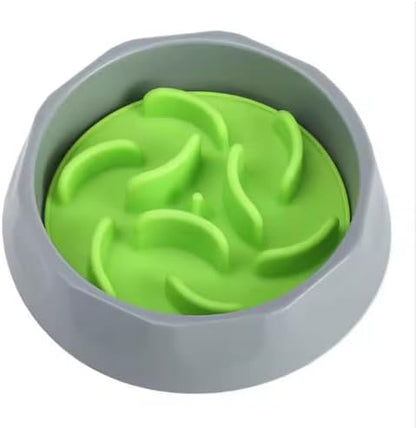 2 in 1 Slow Feed Dog Bowl with Anti-Choking Design, 7.5 Inch Pet Food Dish, Pink, Blue, Green (Blue)