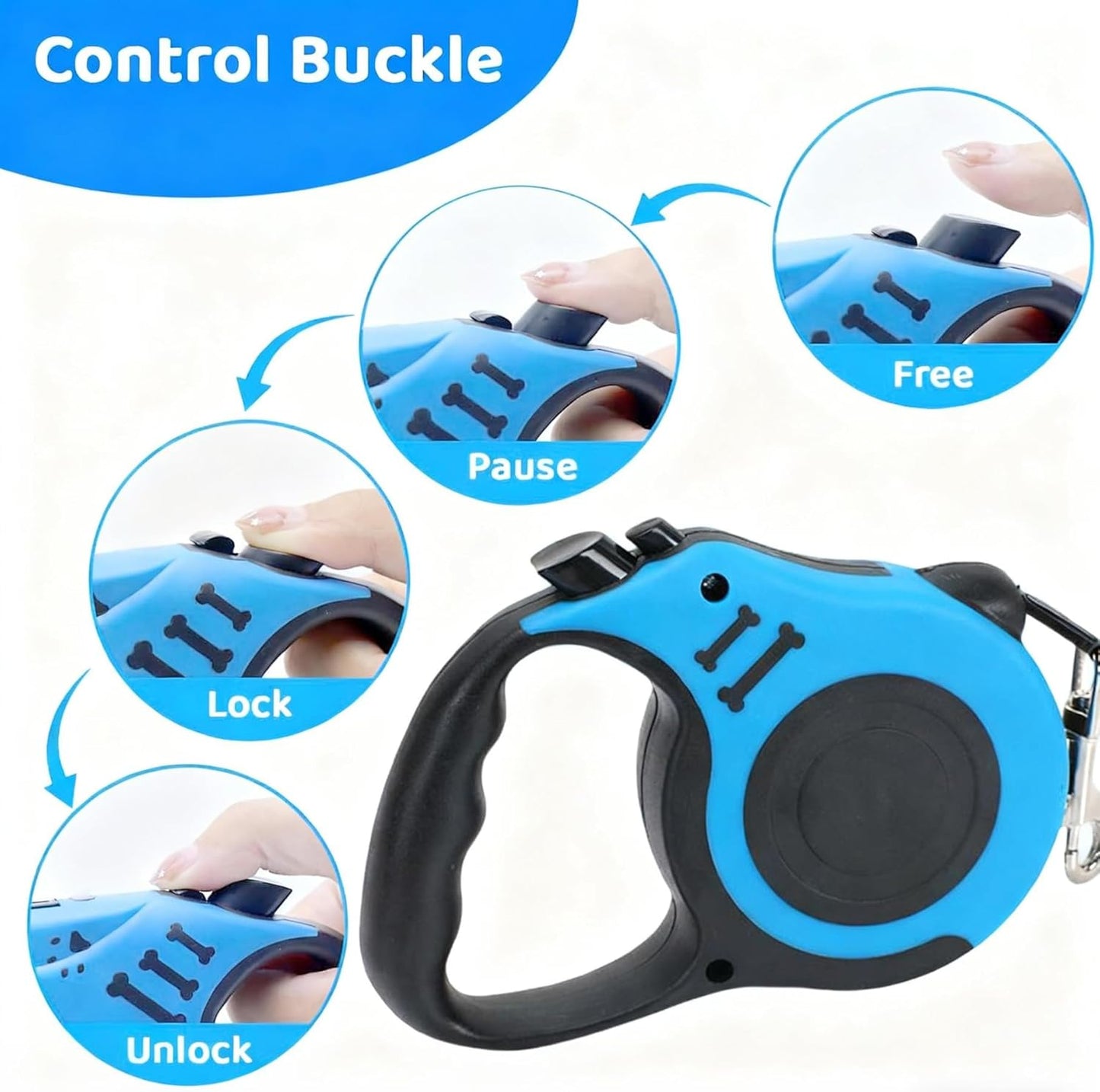 16 Ft Retractable Dog Leash for Small Medium Dogs, Anti-Slip Handle Strong Nylon Tape, No Tangle One-Hand Brake/Pause/Lock, Pink