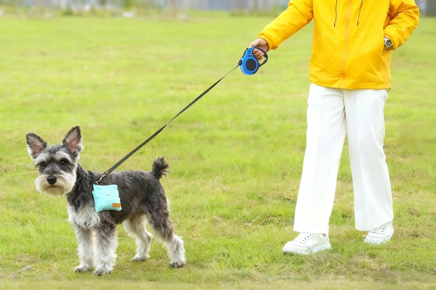 16 Ft Retractable Dog Leash for Small Medium Dogs, Anti-Slip Handle Strong Nylon Tape, No Tangle One-Hand Brake/Pause/Lock, Pink