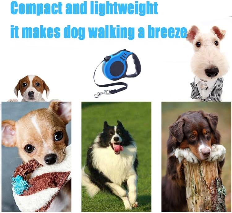 16 Ft Retractable Dog Leash for Small Medium Dogs, Anti-Slip Handle Strong Nylon Tape, No Tangle One-Hand Brake/Pause/Lock, Pink