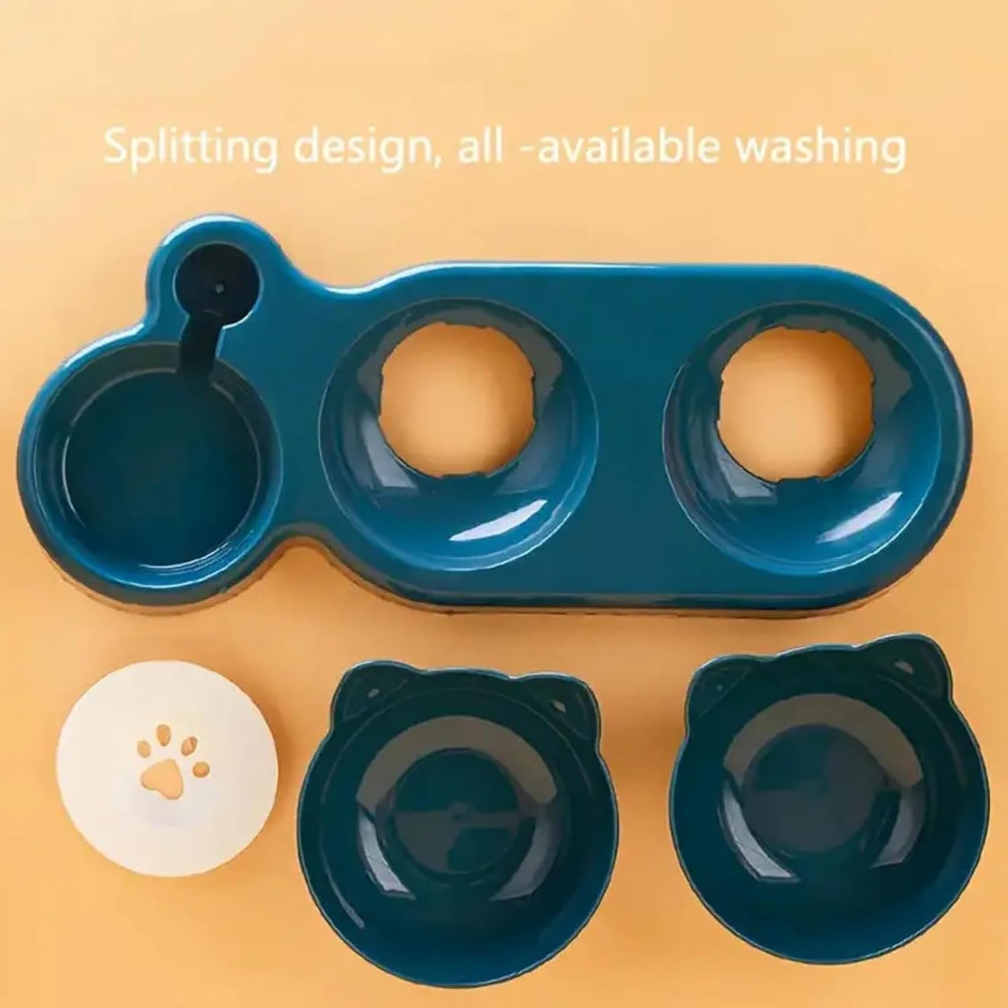 3-in-1 Cat and Dog Bowl Set - Automatic Food & Water Feeder with 500 ml Dispensing Bottle for Small & Medium Pets - Neck Friendly, Lightweight & Easy to Clean