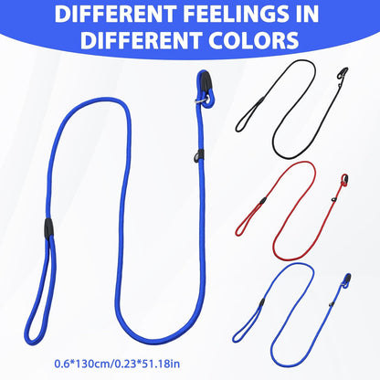 12 PCS Slip Leads for Dogs, Rope Dog Leash, Rope Leash, Adjustable Buckle, Wear-Resistant and Stretch-Resistant, Suitable for Small Dogs (Blue+red+Black)