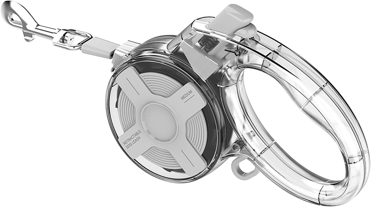 13 Ft Retractable Dog Leash, a Leash for Small Medium Dogs, Suitable for Dogs Weighing up to 44 lbs, One Handed Braking Device, Sturdy Nylon Strap to Avoid Entanglement (Beige)