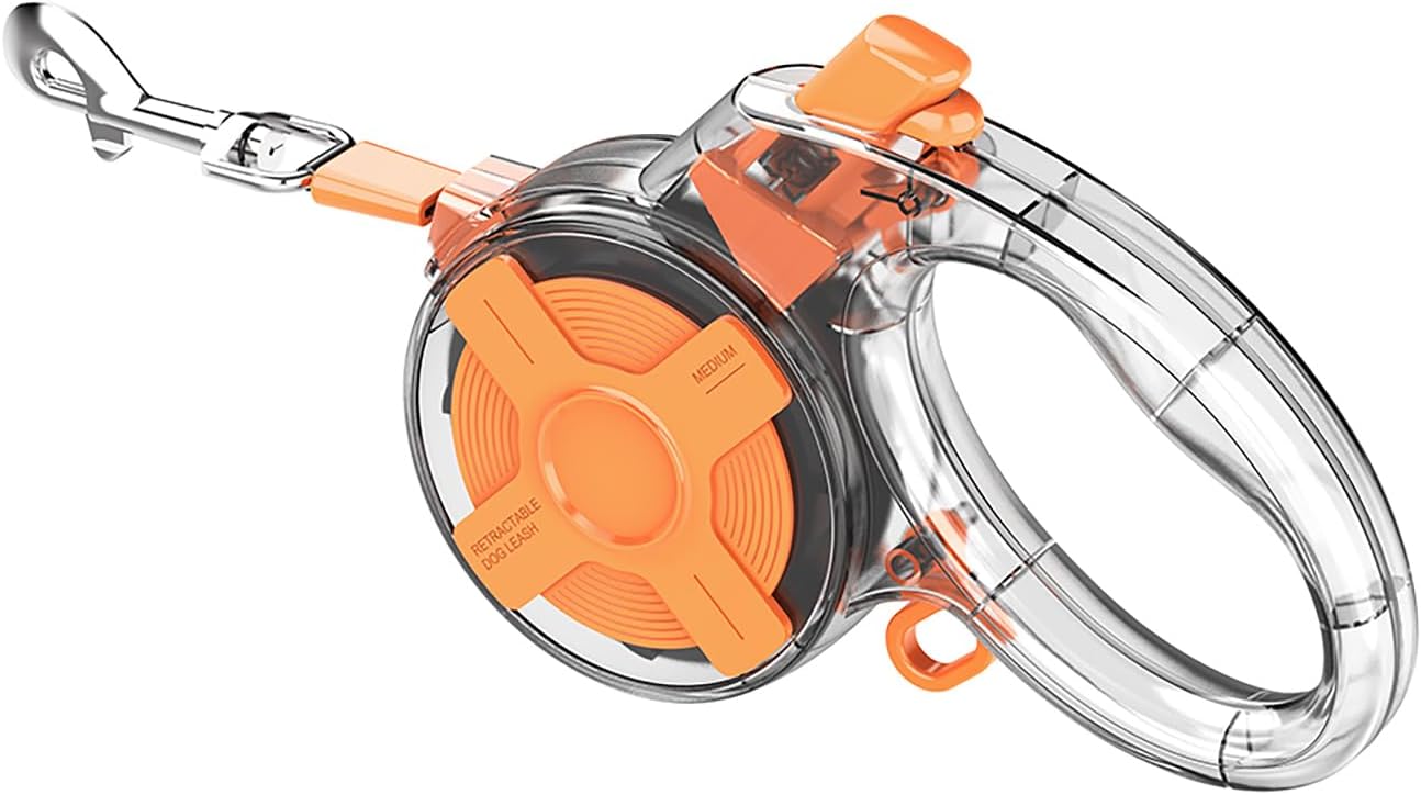 13 Ft Retractable Dog Leash, a Leash for Small Medium Dogs, Suitable for Dogs Weighing up to 44 lbs, One Handed Braking Device, Sturdy Nylon Strap to Avoid Entanglement (Beige)