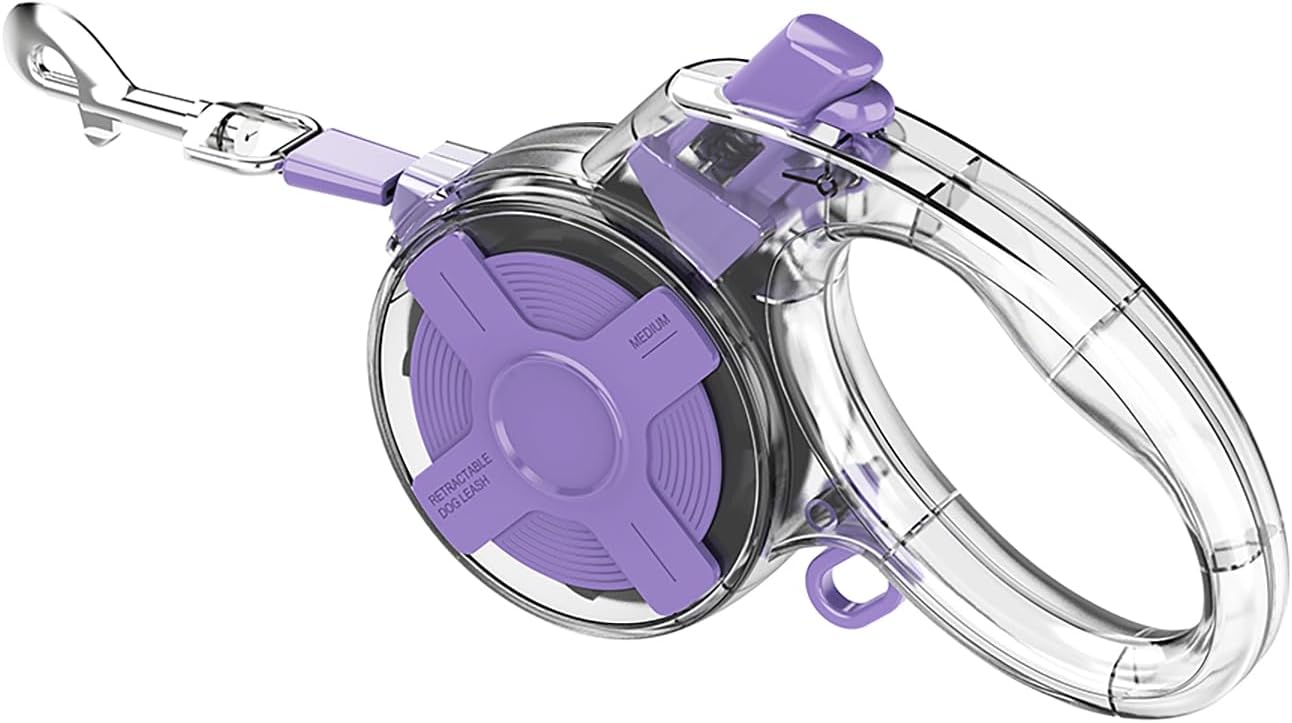 13 Ft Retractable Dog Leash, a Leash for Small Medium Dogs, Suitable for Dogs Weighing up to 44 lbs, One Handed Braking Device, Sturdy Nylon Strap to Avoid Entanglement (Beige)