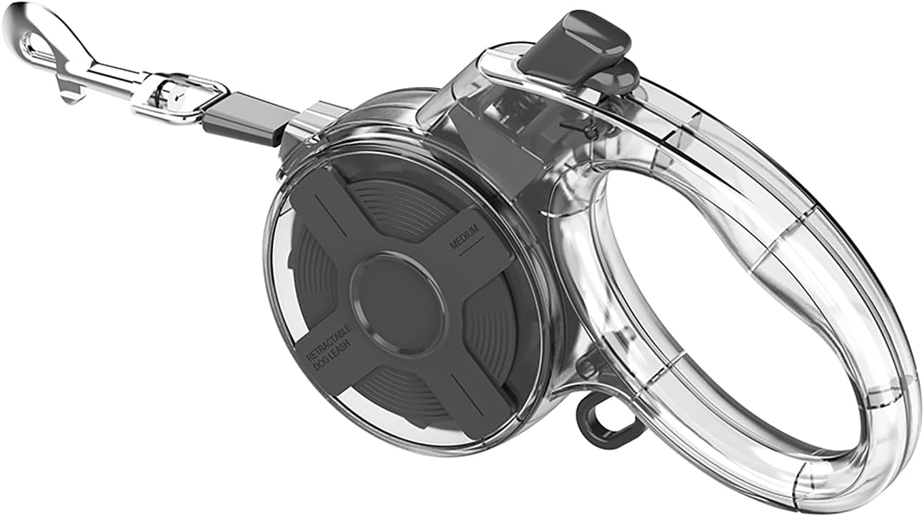 13 Ft Retractable Dog Leash, a Leash for Small Medium Dogs, Suitable for Dogs Weighing up to 44 lbs, One Handed Braking Device, Sturdy Nylon Strap to Avoid Entanglement (Beige)