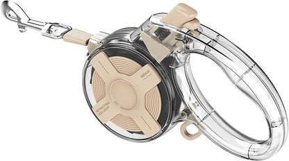 13 Ft Retractable Dog Leash, a Leash for Small Medium Dogs, Suitable for Dogs Weighing up to 44 lbs, One Handed Braking Device, Sturdy Nylon Strap to Avoid Entanglement (Beige)