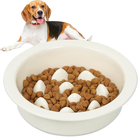 Ceramic Slow Feeder Dog Bowl 6.3inch Dog Food Dish Anti-Choking Puzzle Dogs Food Bowls Pet Slow Feeders Slows Down Eating Bloat Stop for Medium and Small Dogs and Cats