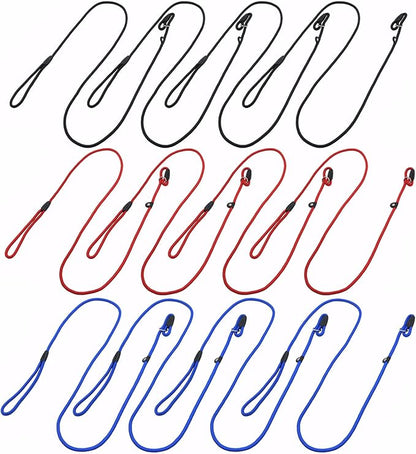 12 PCS Slip Leads for Dogs, Rope Dog Leash, Rope Leash, Adjustable Buckle, Wear-Resistant and Stretch-Resistant, Suitable for Small Dogs (Blue+red+Black)