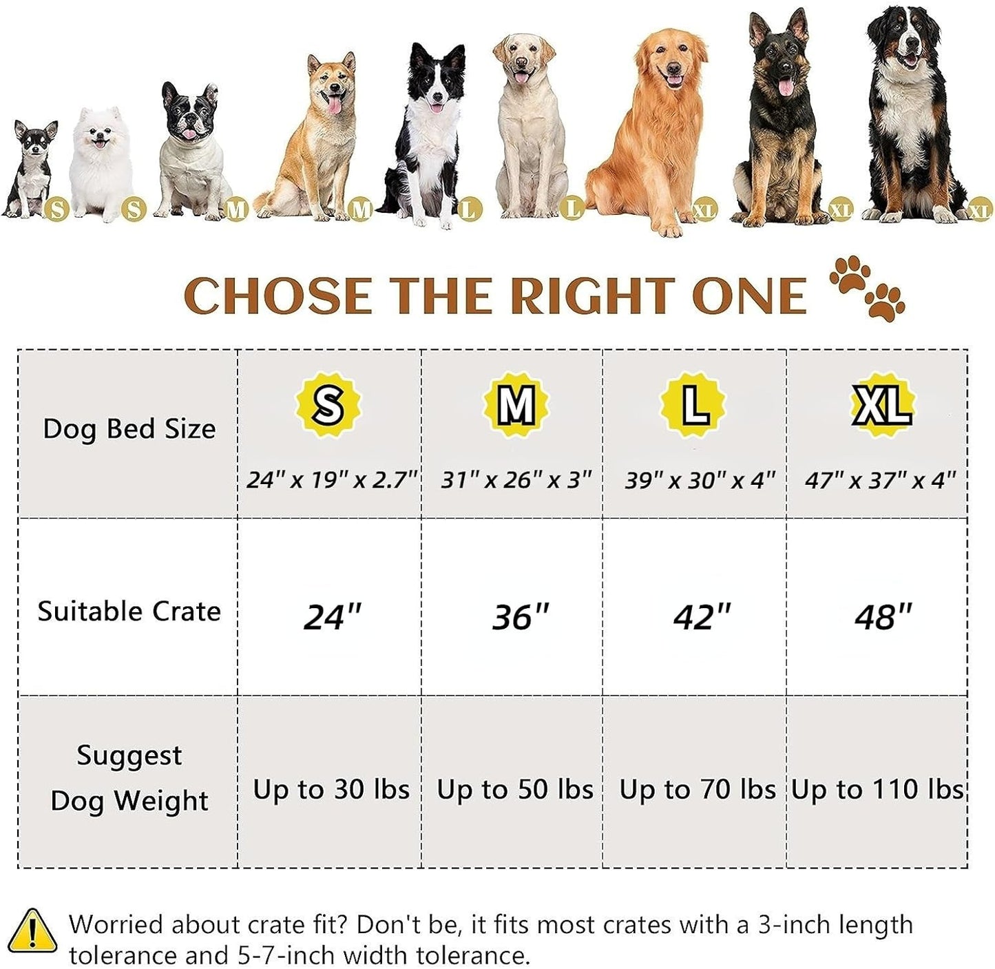 Big Dog Bed for Large Sized Dogs - Dog Crate Pad Removable Washable Cover, Non-Slip Bottom, Pet Mat Comfort Cushion for Joint Relief, Deep Sleep & Home Decor