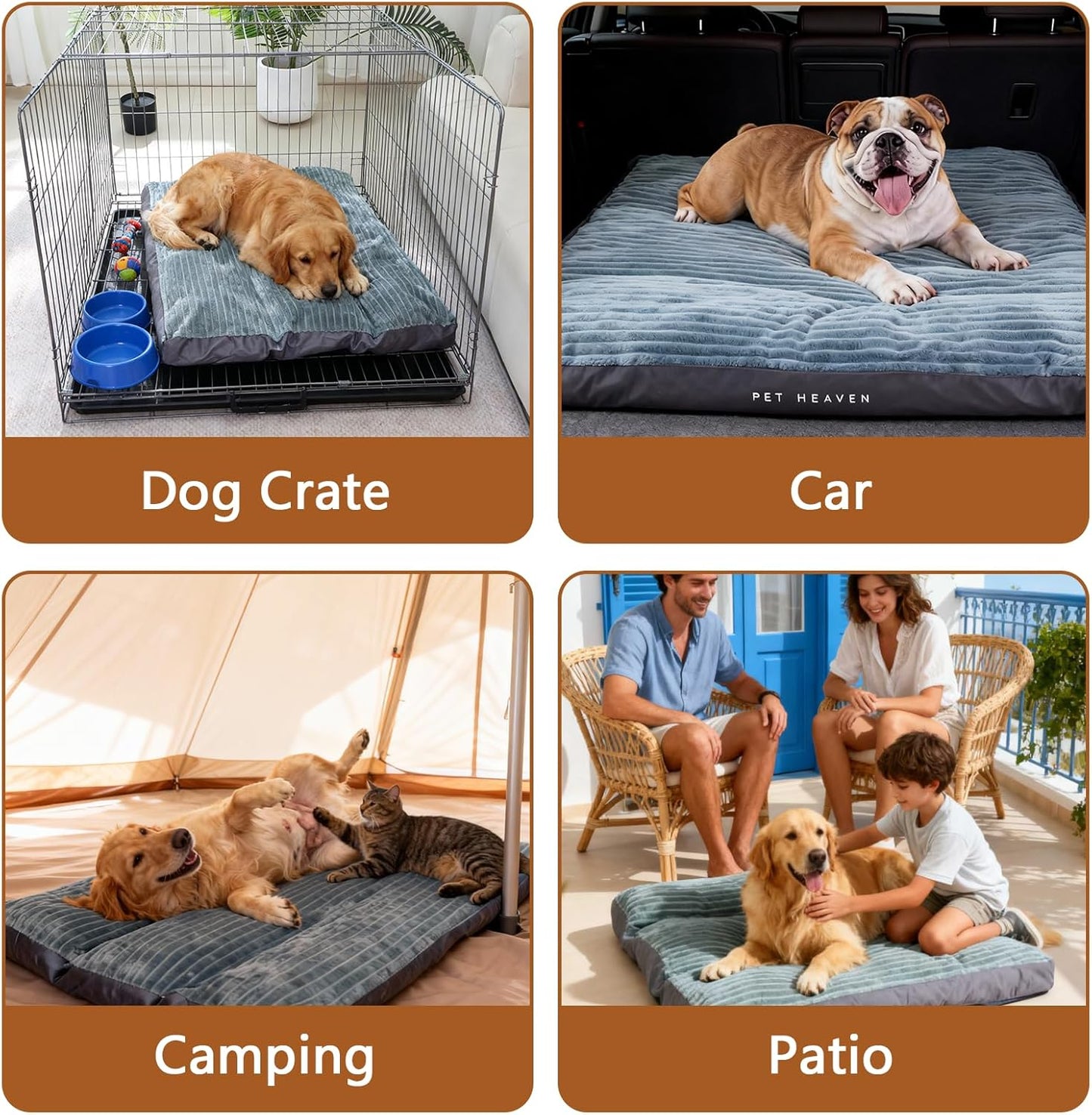 Big Dog Bed for Large Sized Dogs - Dog Crate Pad Removable Washable Cover, Non-Slip Bottom, Pet Mat Comfort Cushion for Joint Relief, Deep Sleep & Home Decor